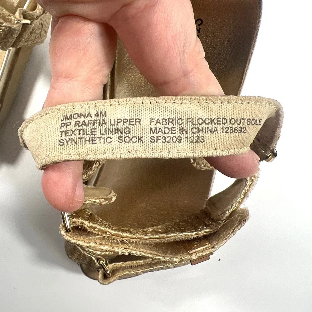 Steve Madden Kids Mona Gold Raffia Platform Sandals Size 4 Metallic Summer Beach